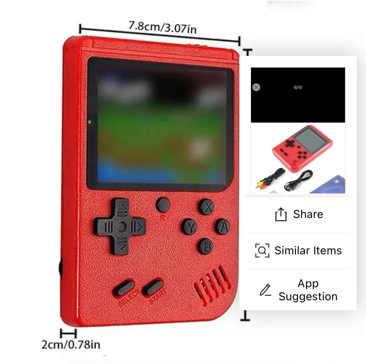 0407TA A Red Retro Classic Games Children's Handheld Small Game Console With 400 Game Charging Can Be Connected To The TV