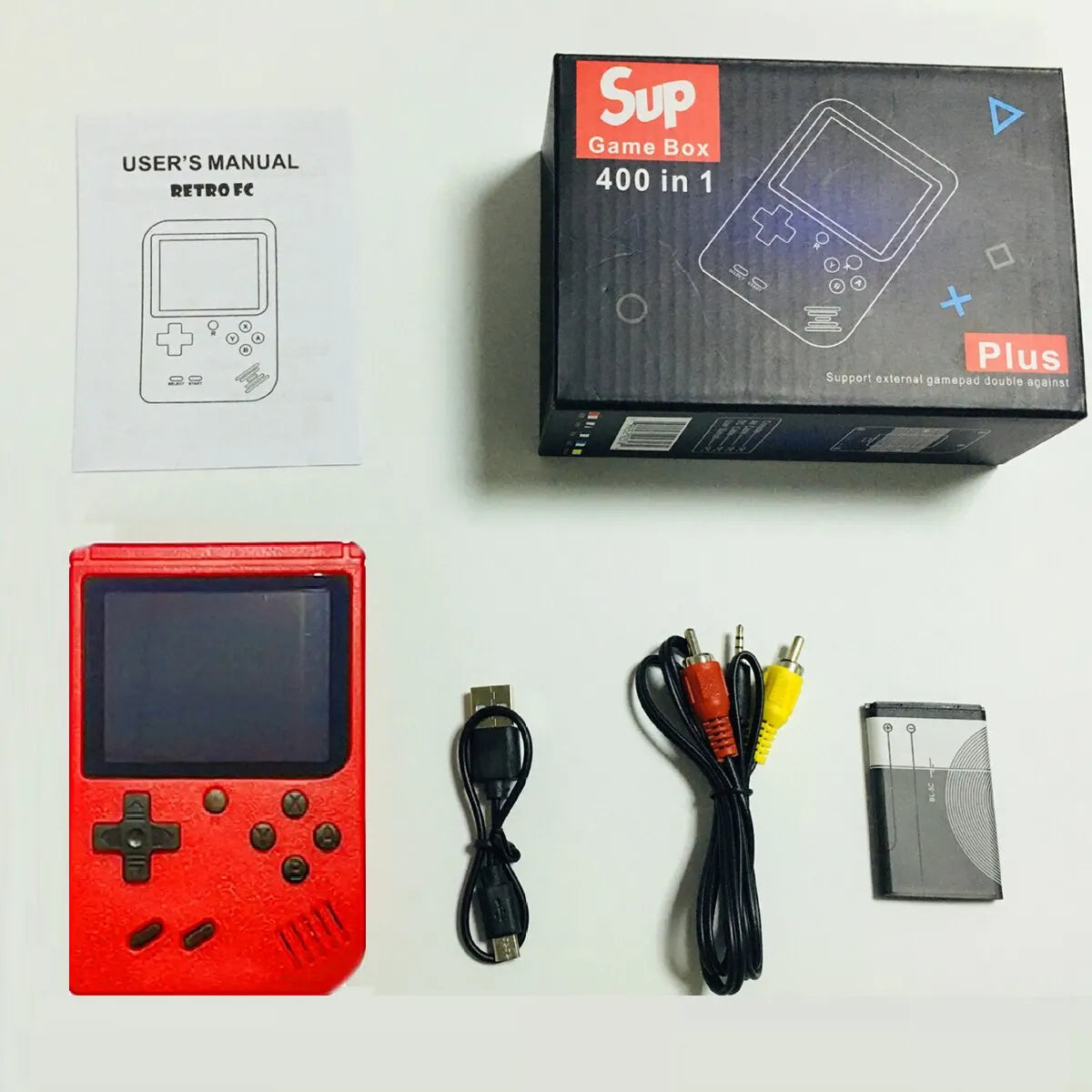 0407TA A Red Retro Classic Games Children's Handheld Small Game Console With 400 Game Charging Can Be Connected To The TV